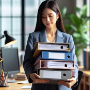 Woman carrying documents