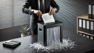 Person shredding a paper